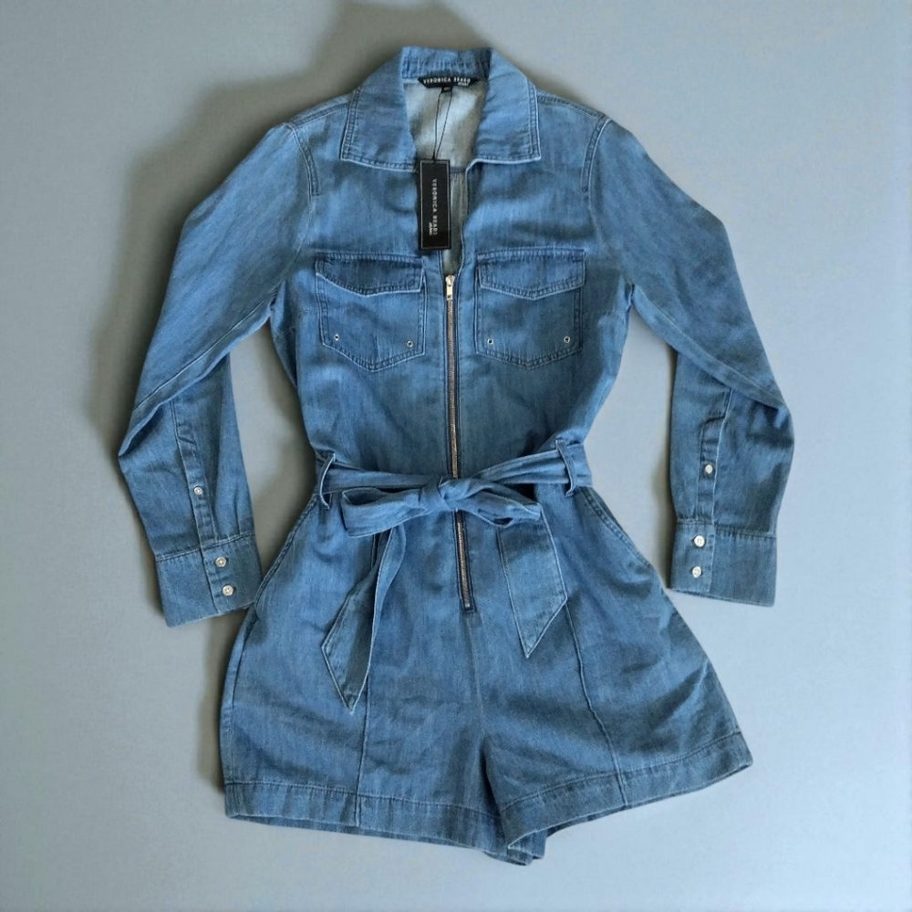 Veronica Beard Light Blue Denim Romper